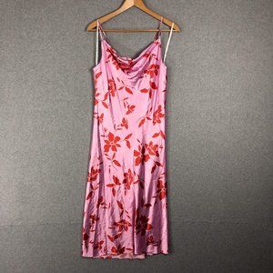 Emma & Michele Pink Satin Maxi Dress Floral Size Medium